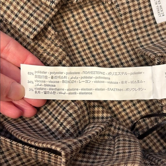 Zara Trousers Wide Leg Crop Plaid Tie Waist Pleated Size Extra Small - Picture 5 of 6